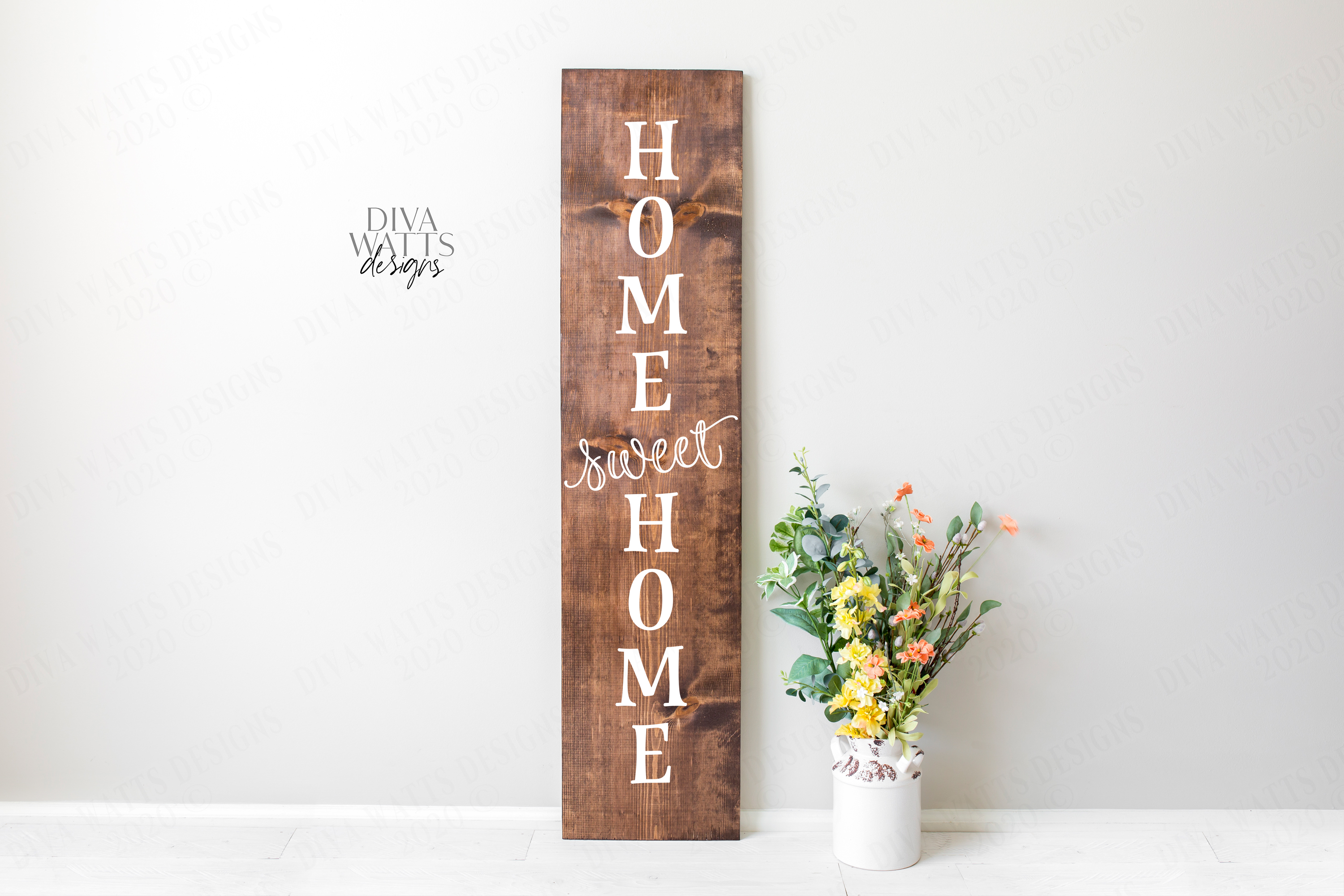 Home Sweet Home - Vertical Farmhouse Entry Porch Sign - SVG