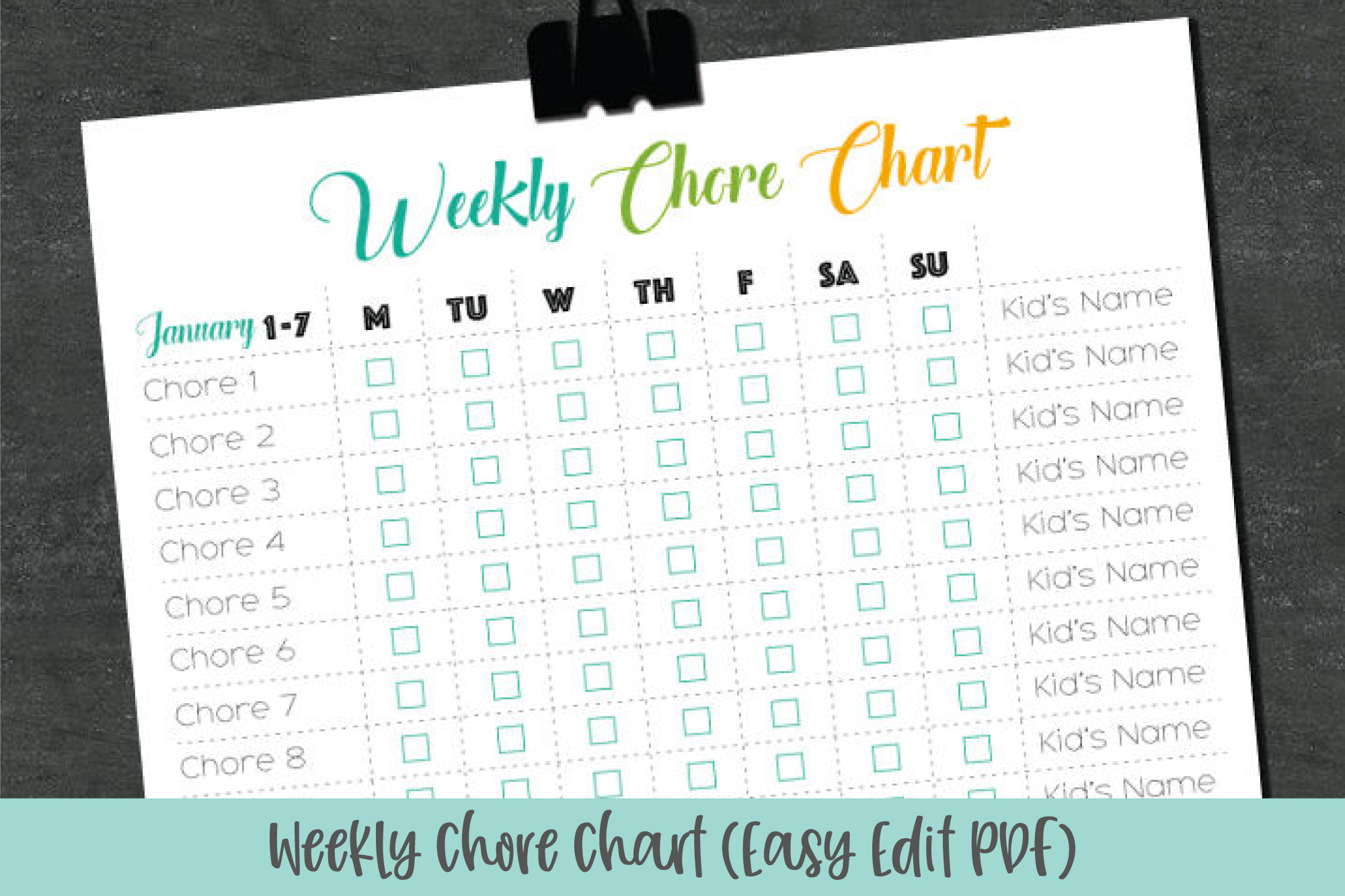 Weekly Chore Chart For Kids