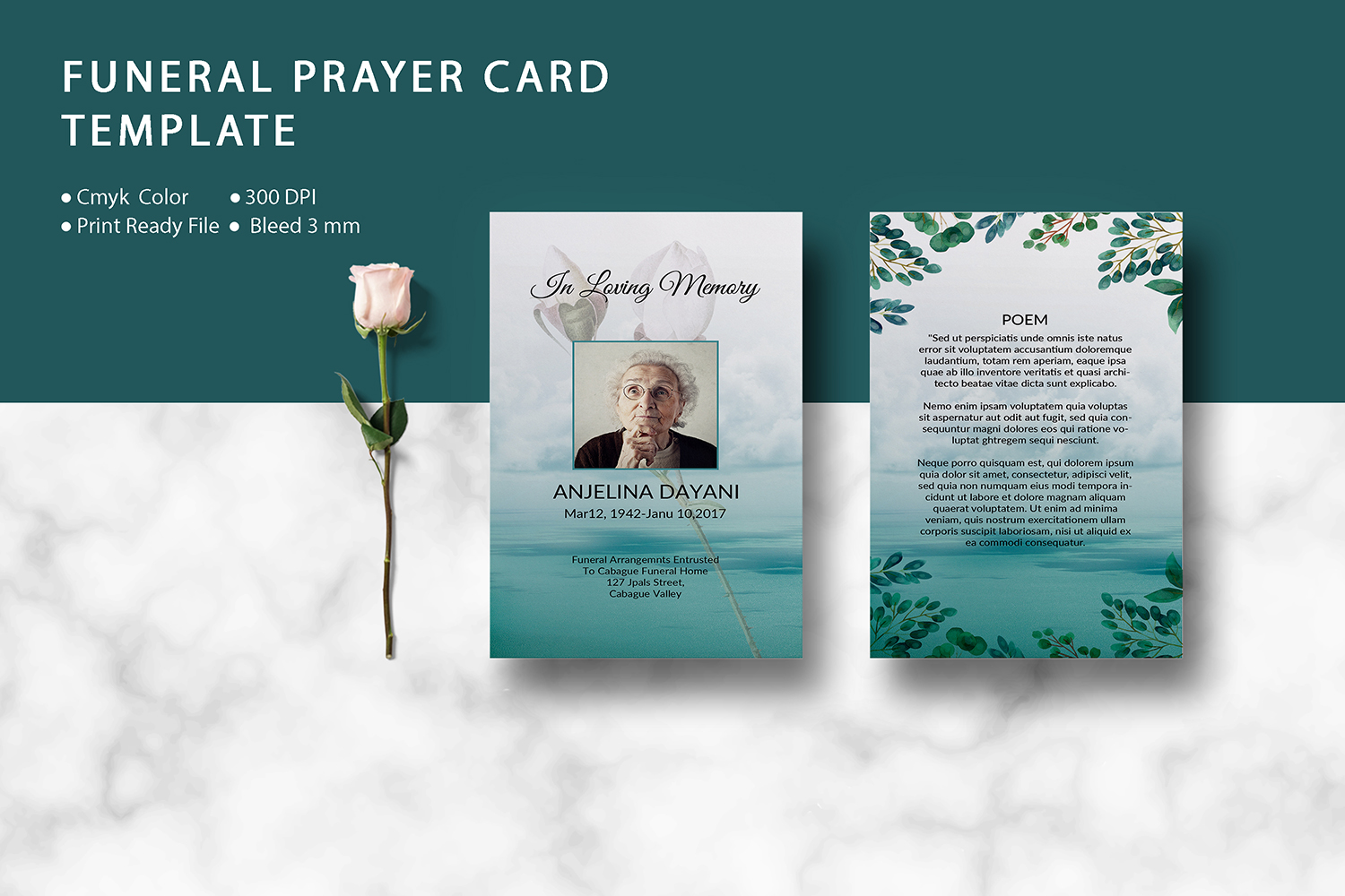 free download memorial prayer card template
