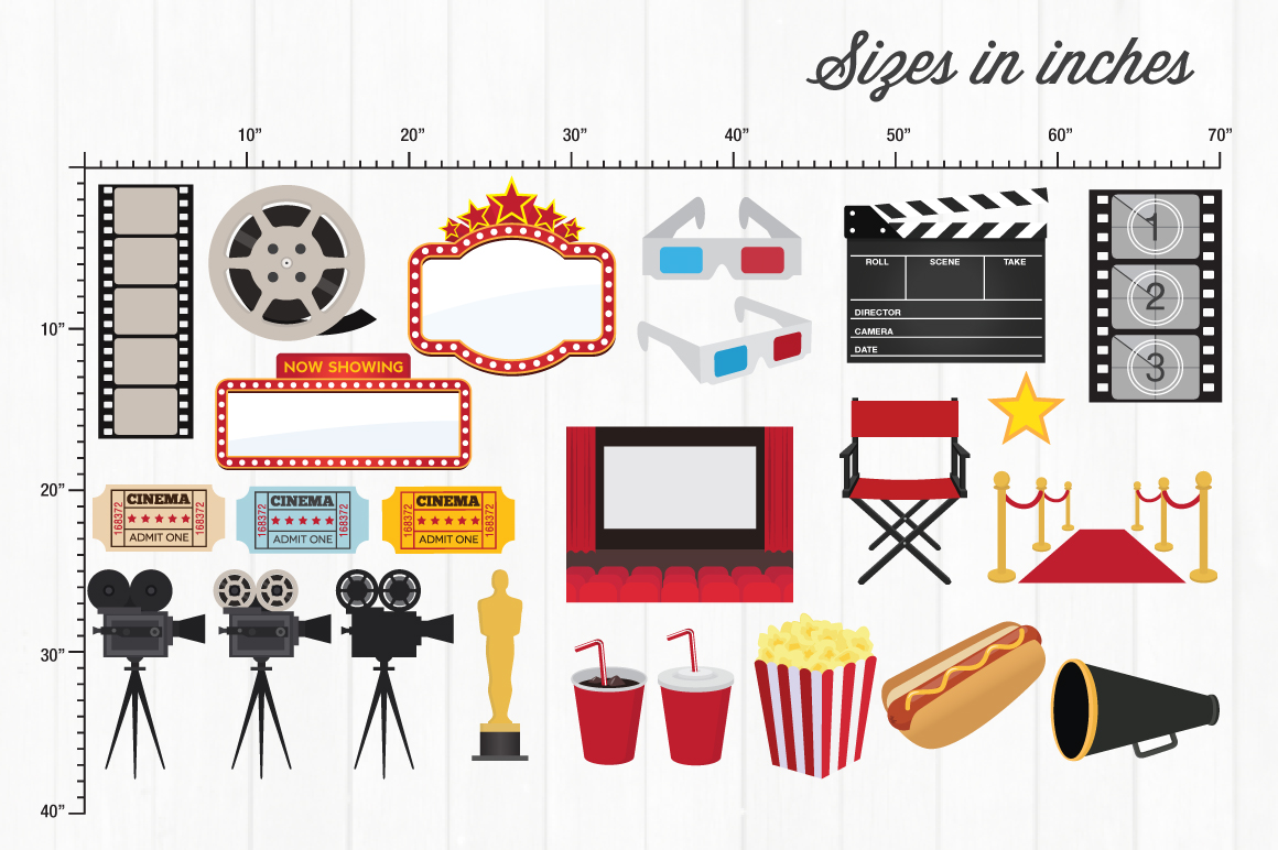 Movie Night Clipart (385829) | Illustrations | Design Bundles