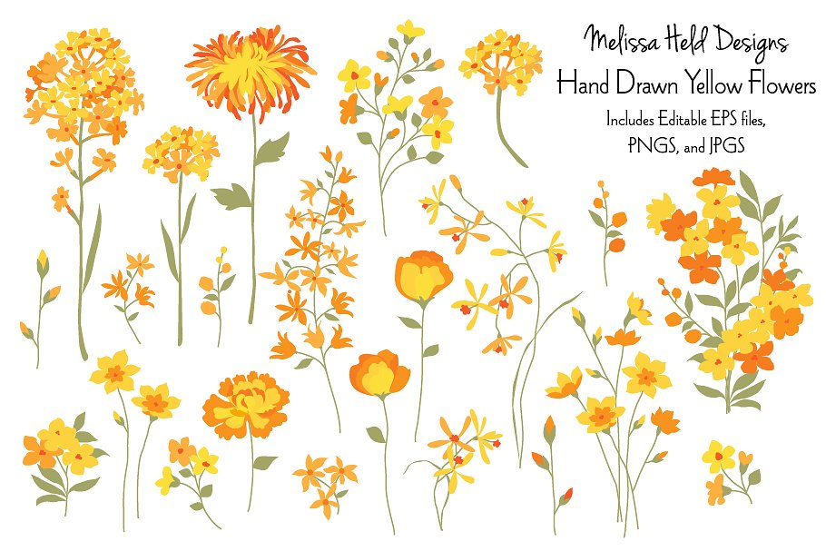 Hand Drawn Yellow Flowers