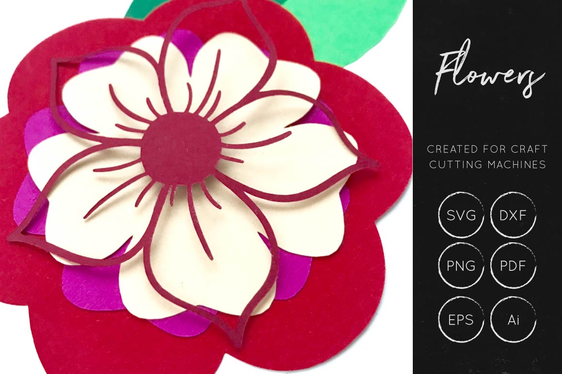 Vector Flower Collection - Layered Flowers SVG Cut Files