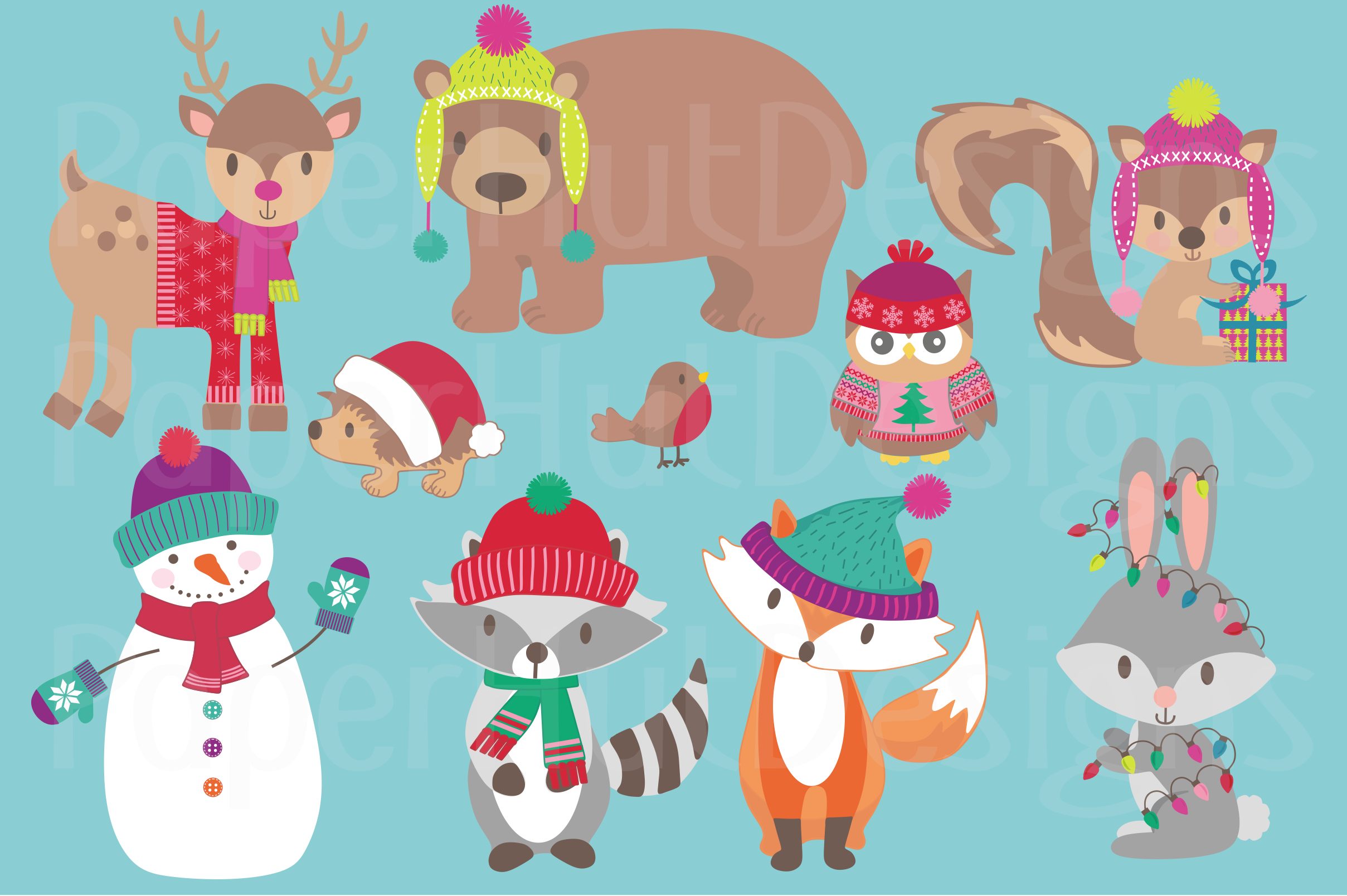 Christmas Woodland Animals Clipart (104934) Characters