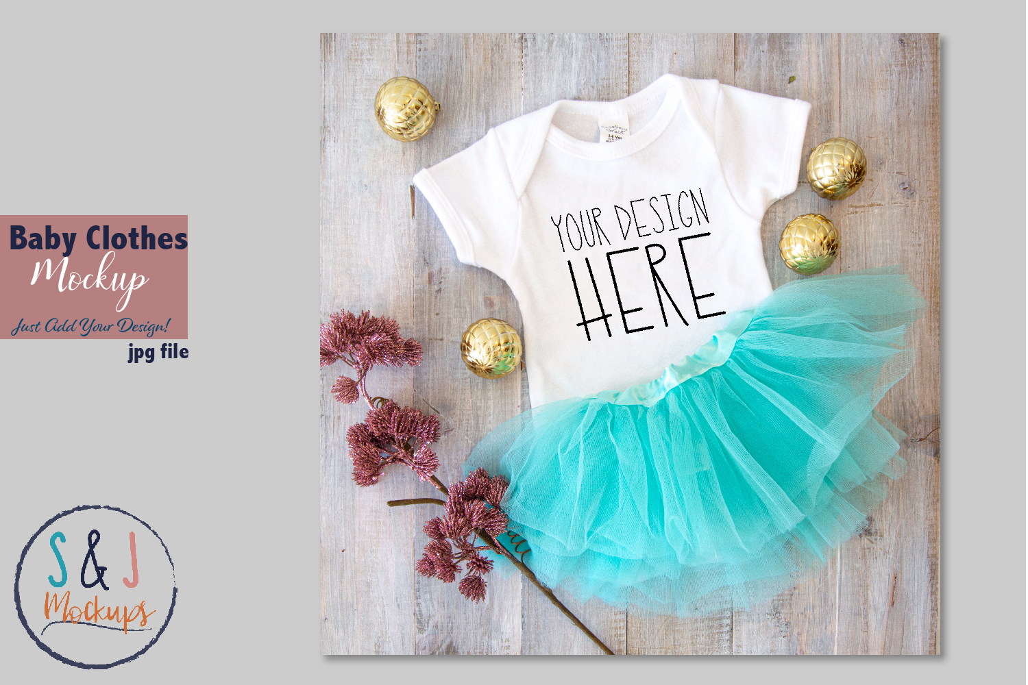 Download baby clothes mockup, christmas baby outfit, tutu outfit