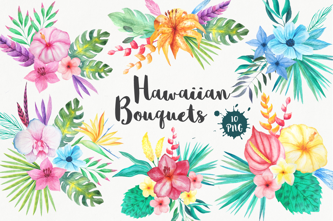 Tropical Bouquets Clipart Set