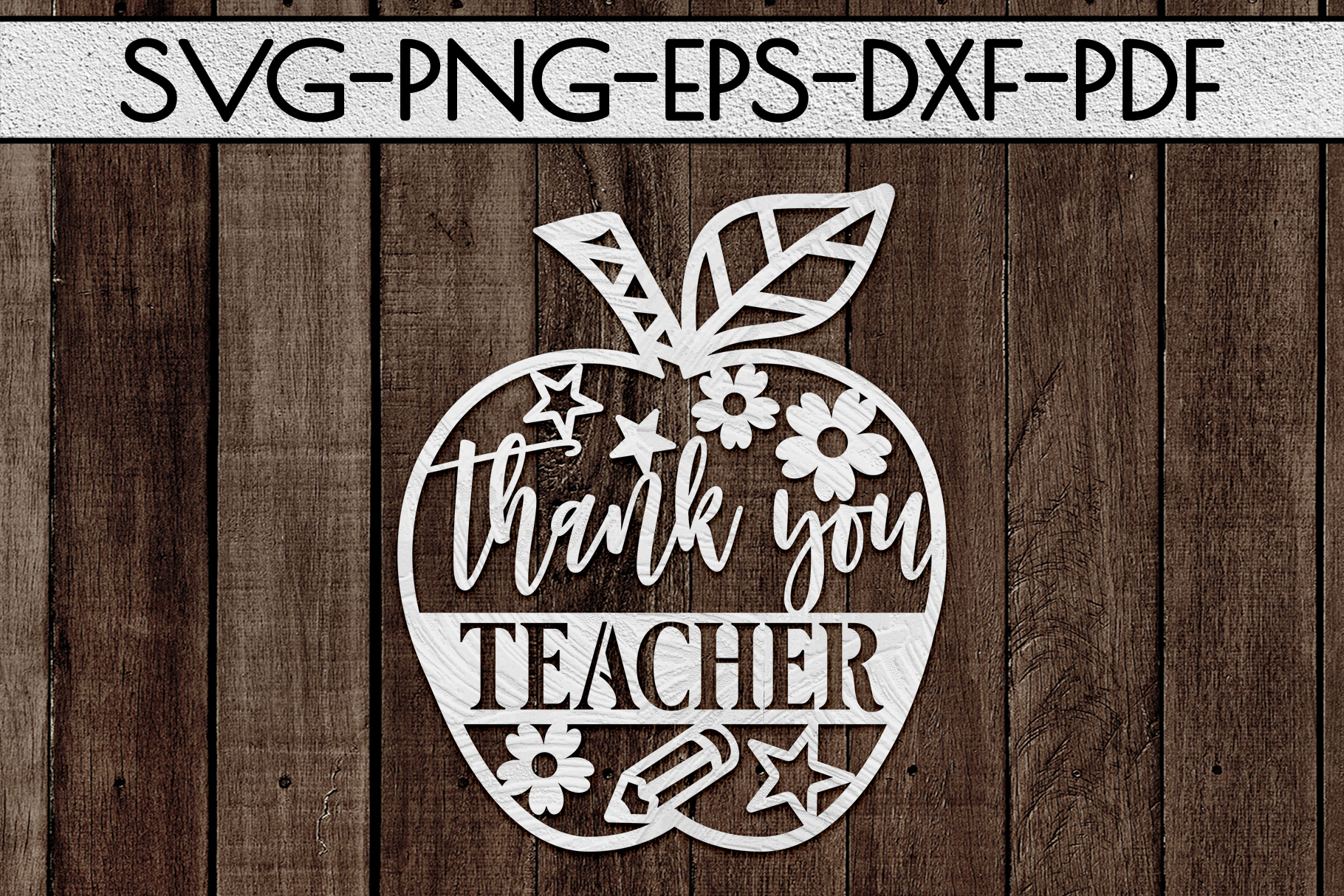 Download Thank You Teacher Paper Cut Template, School SVG, PDF, DXF