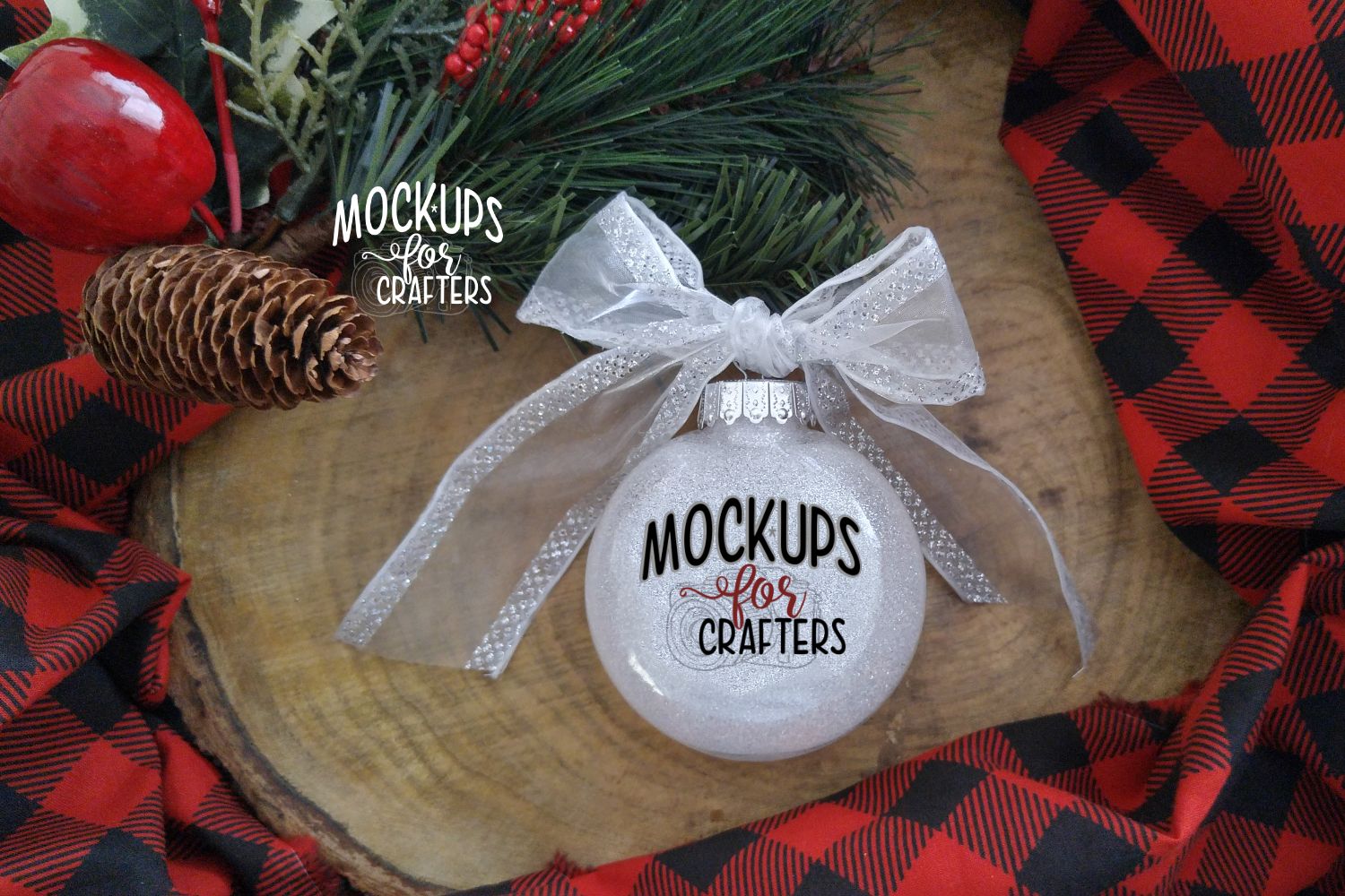 White Glitter Ornament MockUp 2 BONUS PHOTOS included
