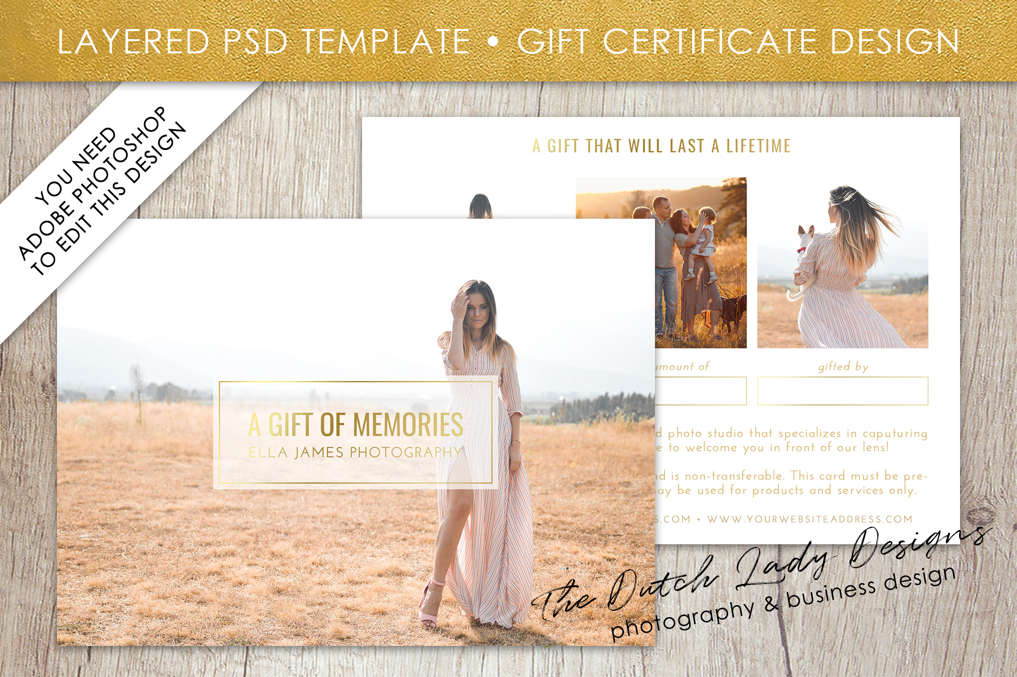 Photo Gift Card Template for Adobe Photoshop - Layered PSD Template ...