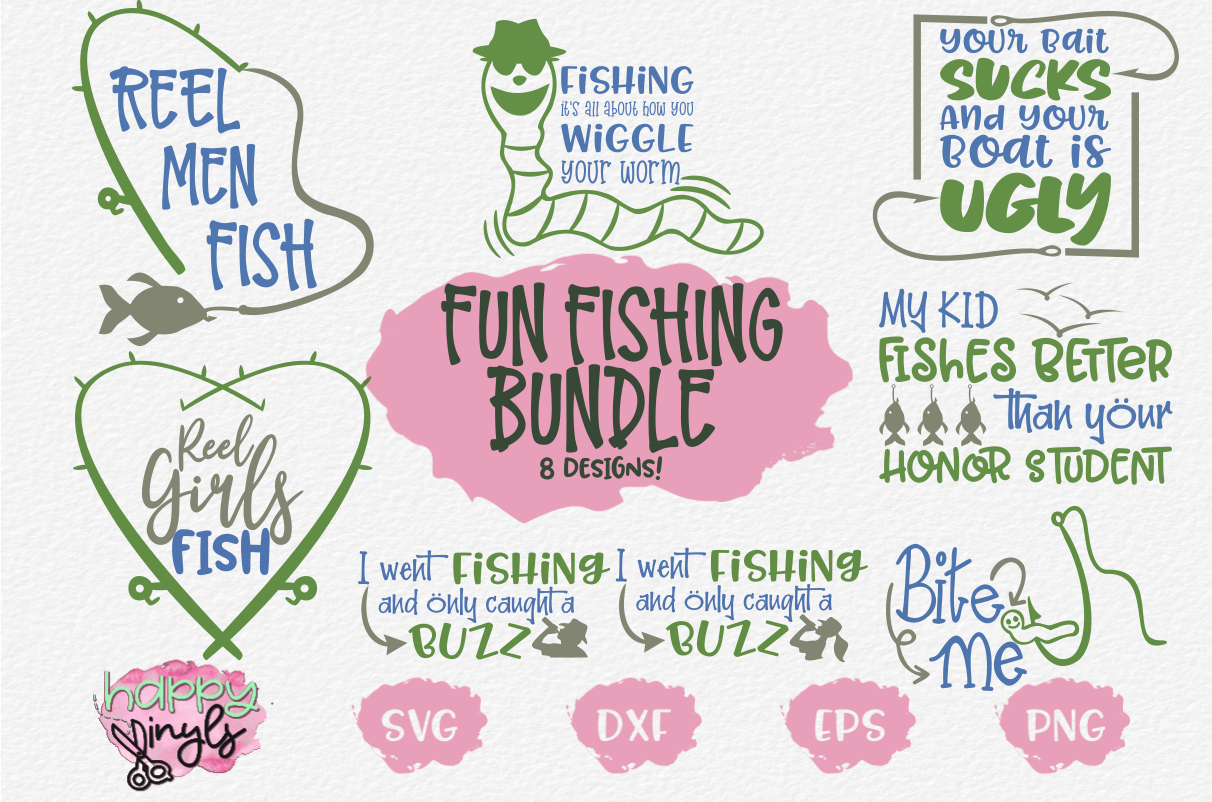 Download Fishing Designs Bundle with 8 Designs - A Fishing SVG Bundle