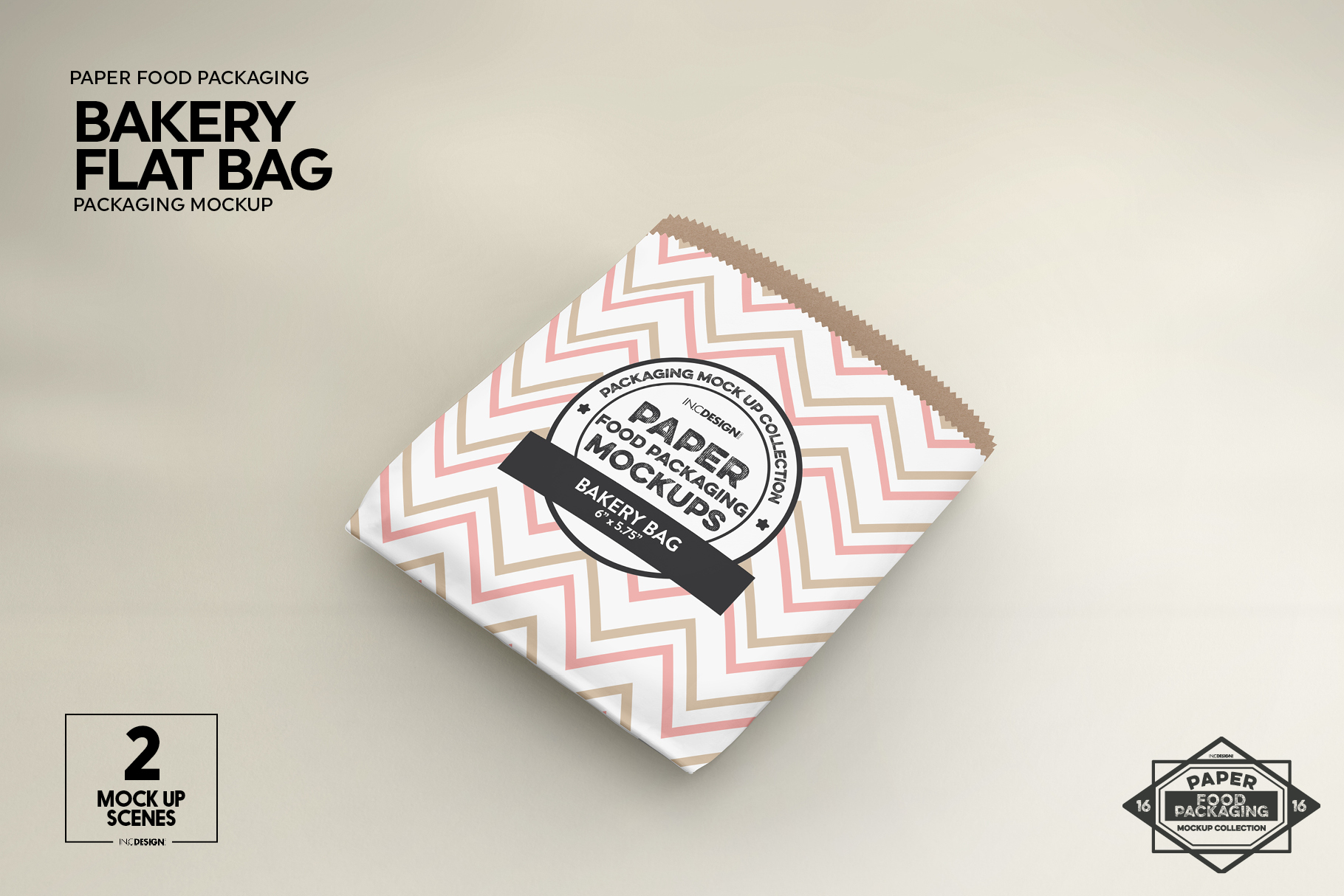 Paper Bakery Flat Bag Packaging Mockup