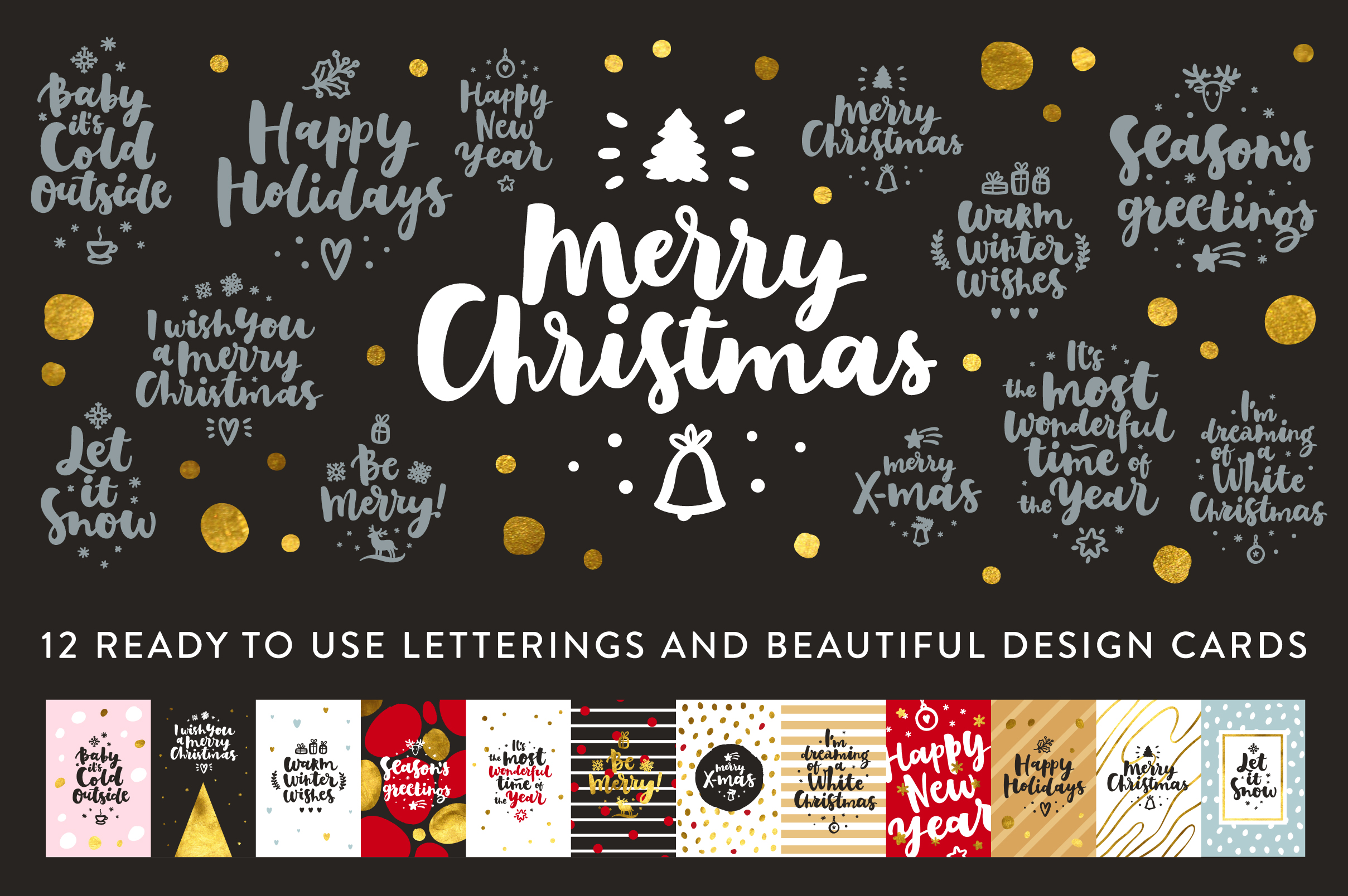 Merry Christmas Vector Set (9313) | Illustrations | Design Bundles