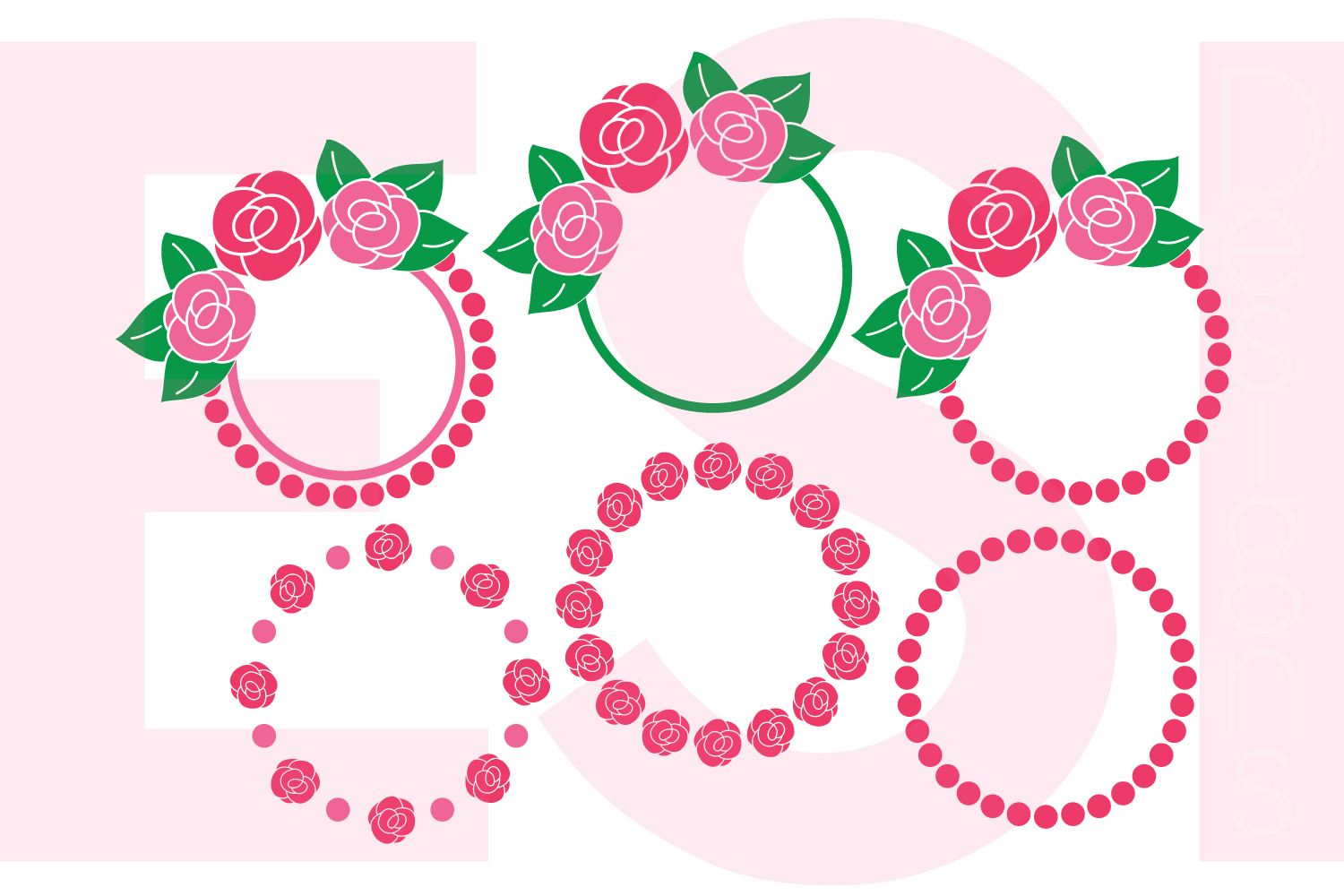 Download Rose Circle Monogram Frame Designs (2188) | SVGs | Design Bundles