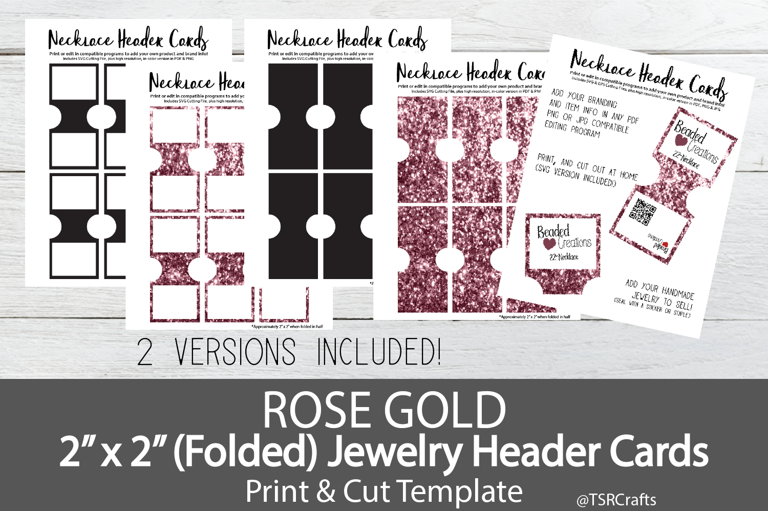 Jewelry Header Cards for Necklace Rose Gold