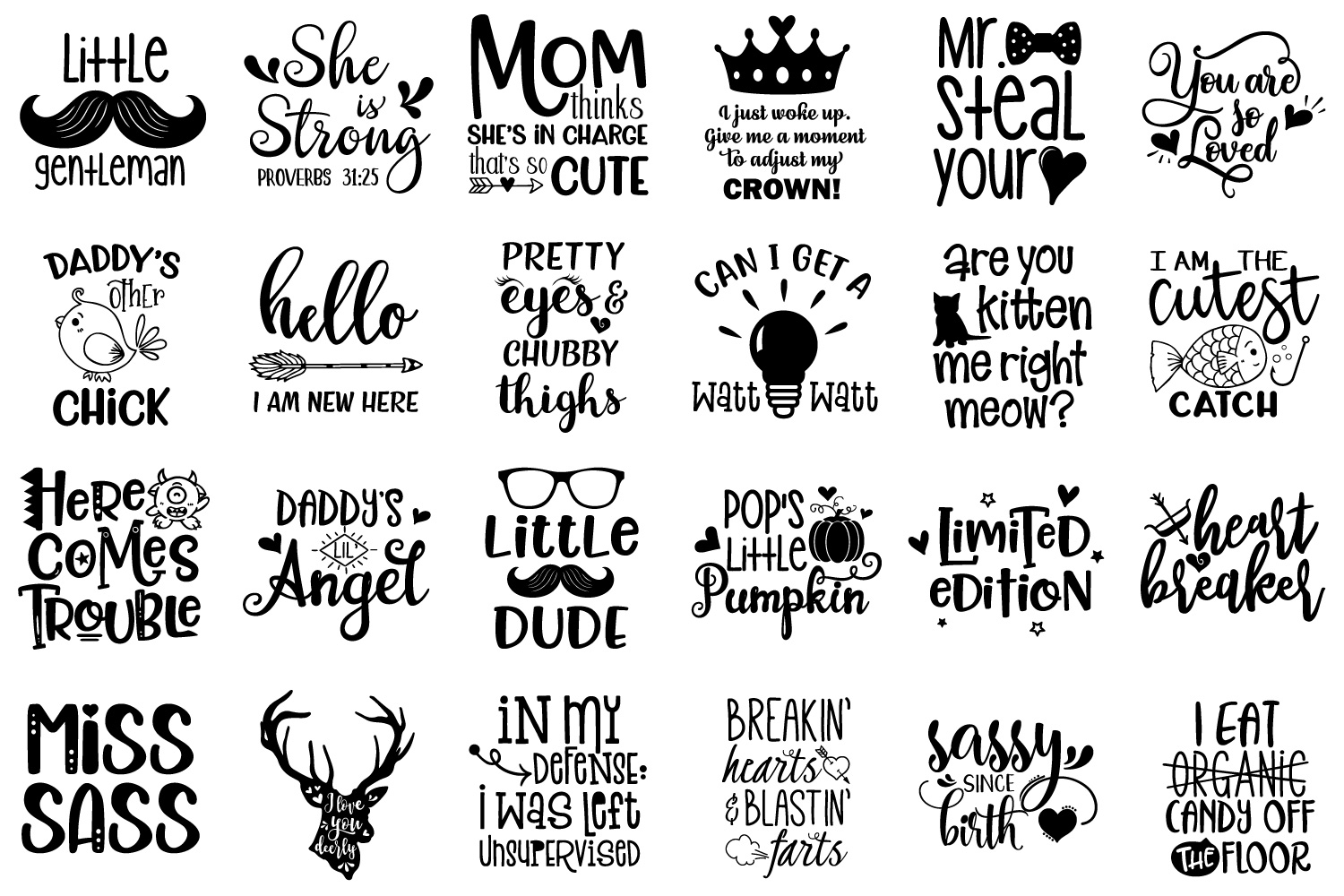 Baby Quotes Bundle SVG, EPS, DXF, PNG