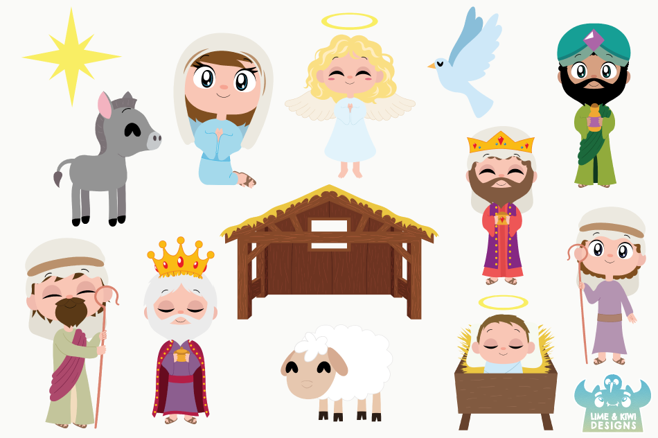 Christmas Nativity Clipart, Instant Download Vector Art