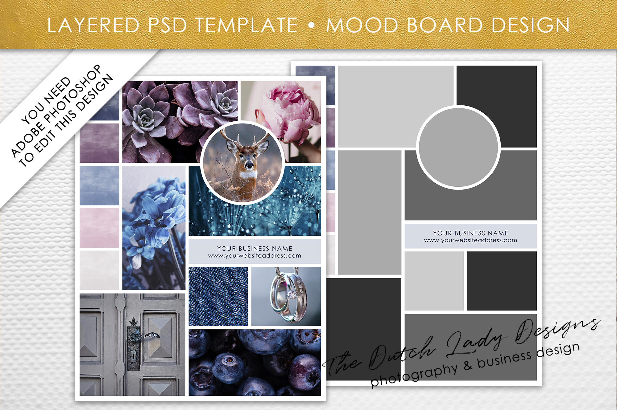 Mood & Vision Board Template for Adobe Photoshop - Layered PSD Template