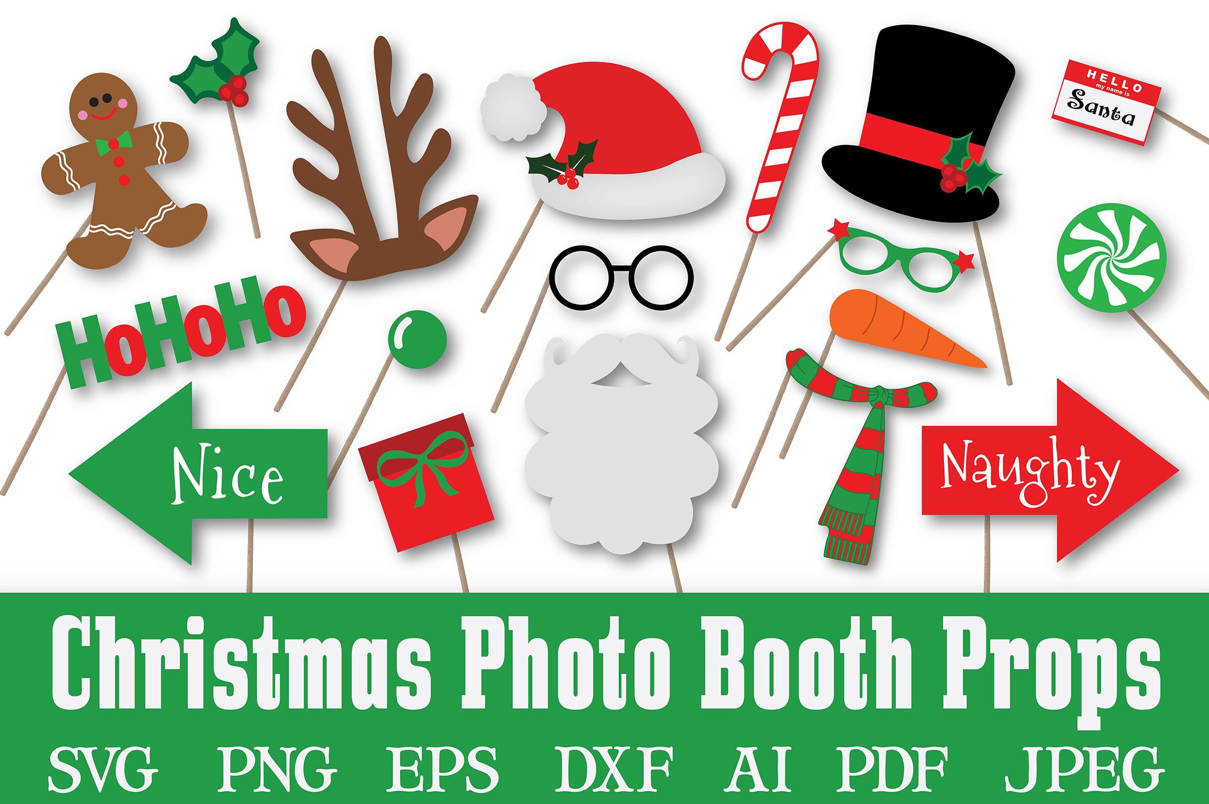 Christmas Photo Booth Props Svg Cut File Png Dxf 42358 Svgs Design Bundles