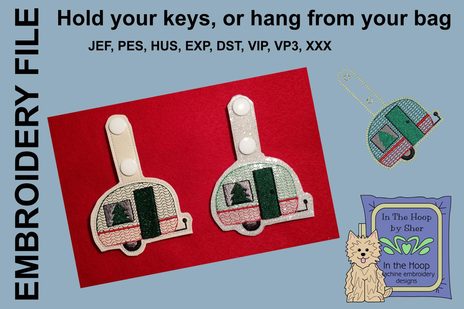 ITH Christmas Camper Key Fob Embroidery Design