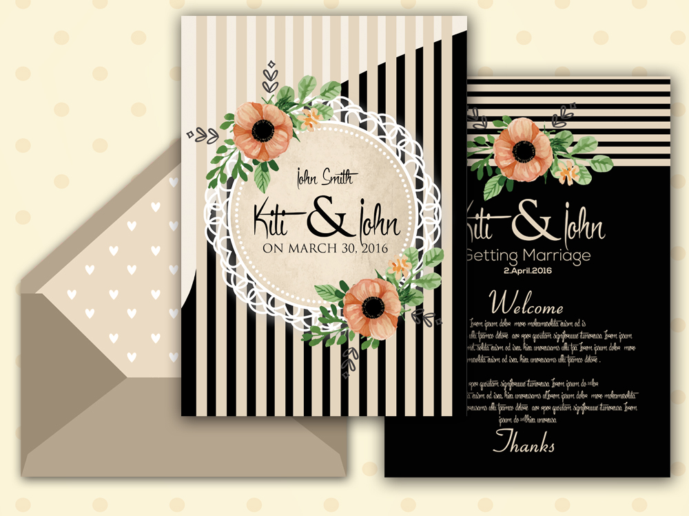 Double Sided Floral Wedding Invitation Card (140048) | Card Making