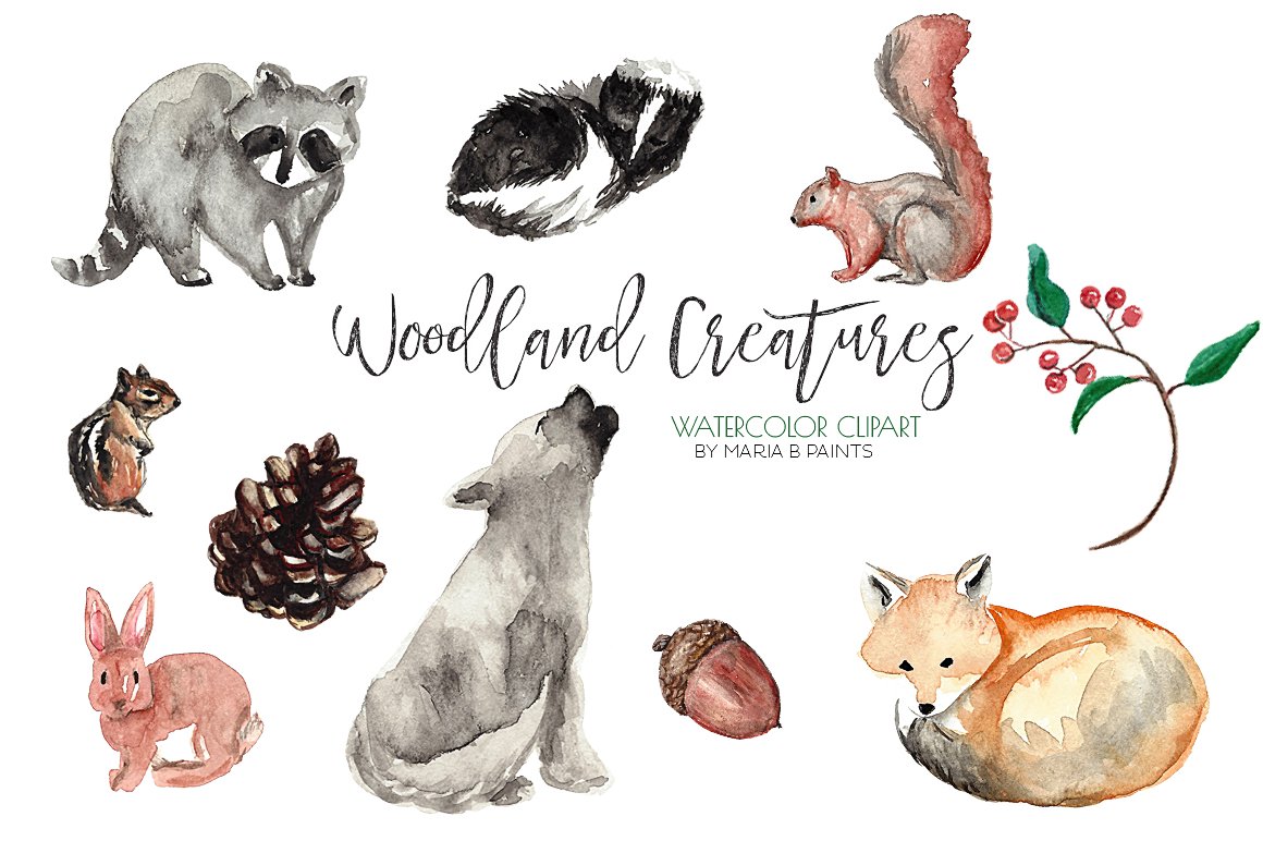 Download Watercolor Clip Art Forest Animals (81202) | Illustrations ...