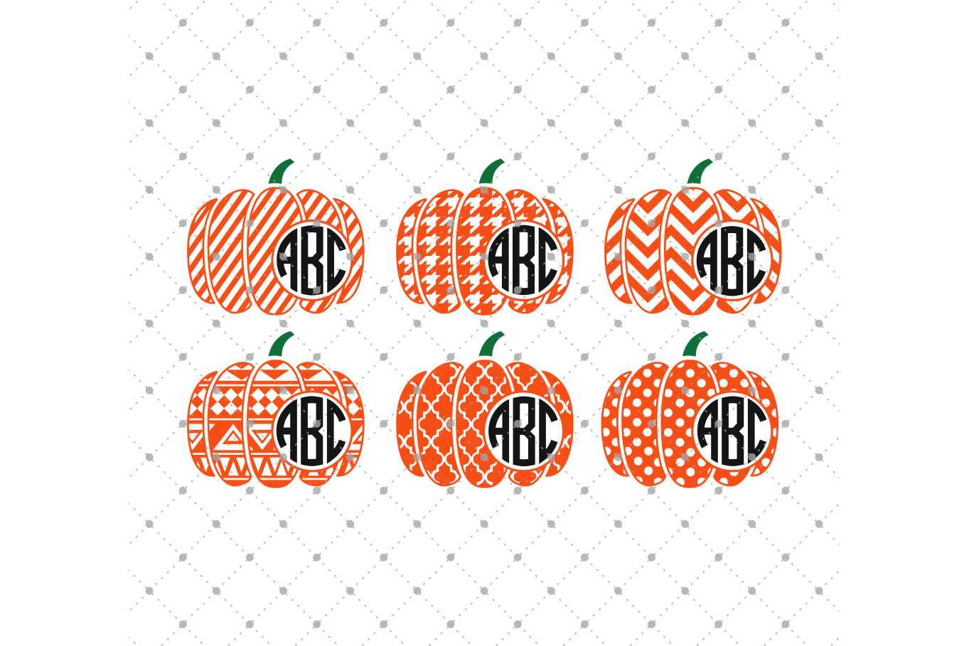 Download Halloween Patterned Pumpkin Monogram Frame SVG Cut Files ...