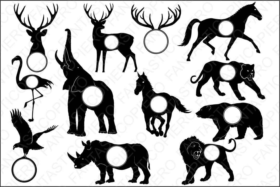 Download Animals for Monogram SVG files for Silhouette Cameo and Cricut. Animals for Monogram clipart PNG ...