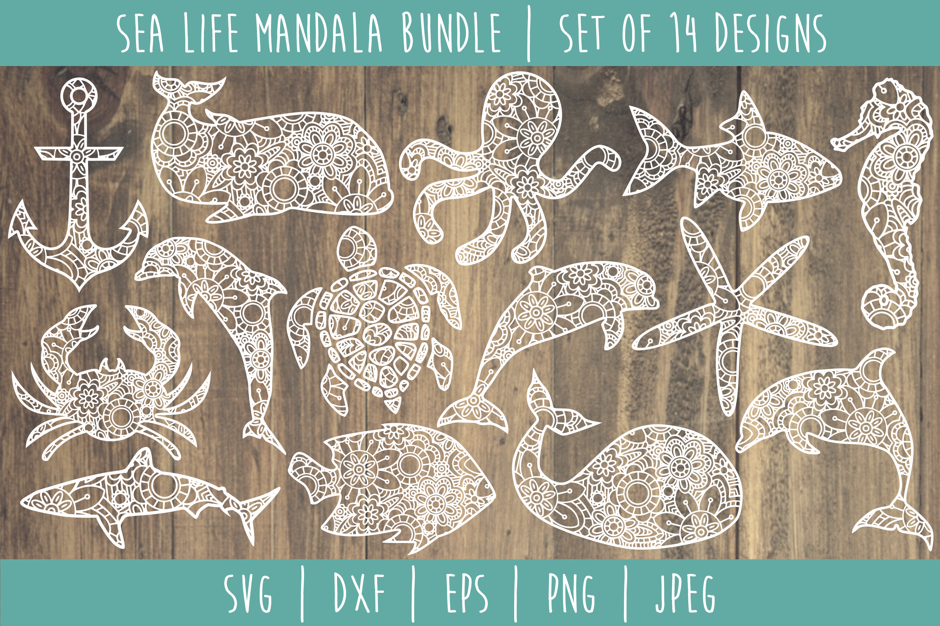 Download Sea Life Mandala Zentangle Bundle Set of 14 - SVG (280410 ...