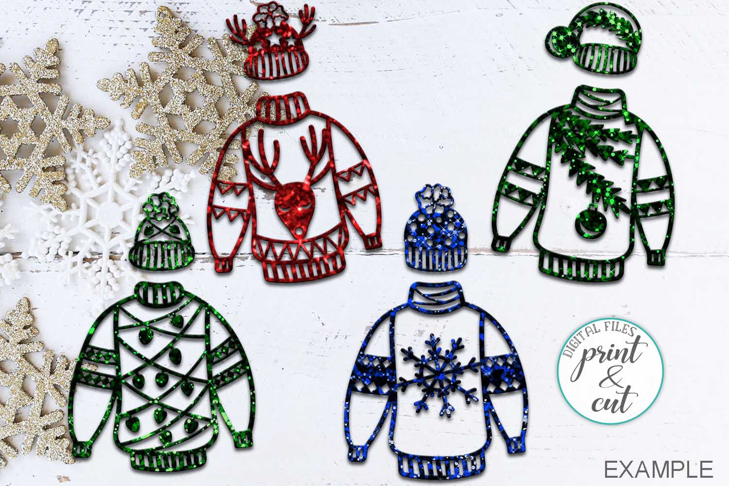 Download Ugly Christmas Sweaters bundle SVG PDF laser paper vinyl ...