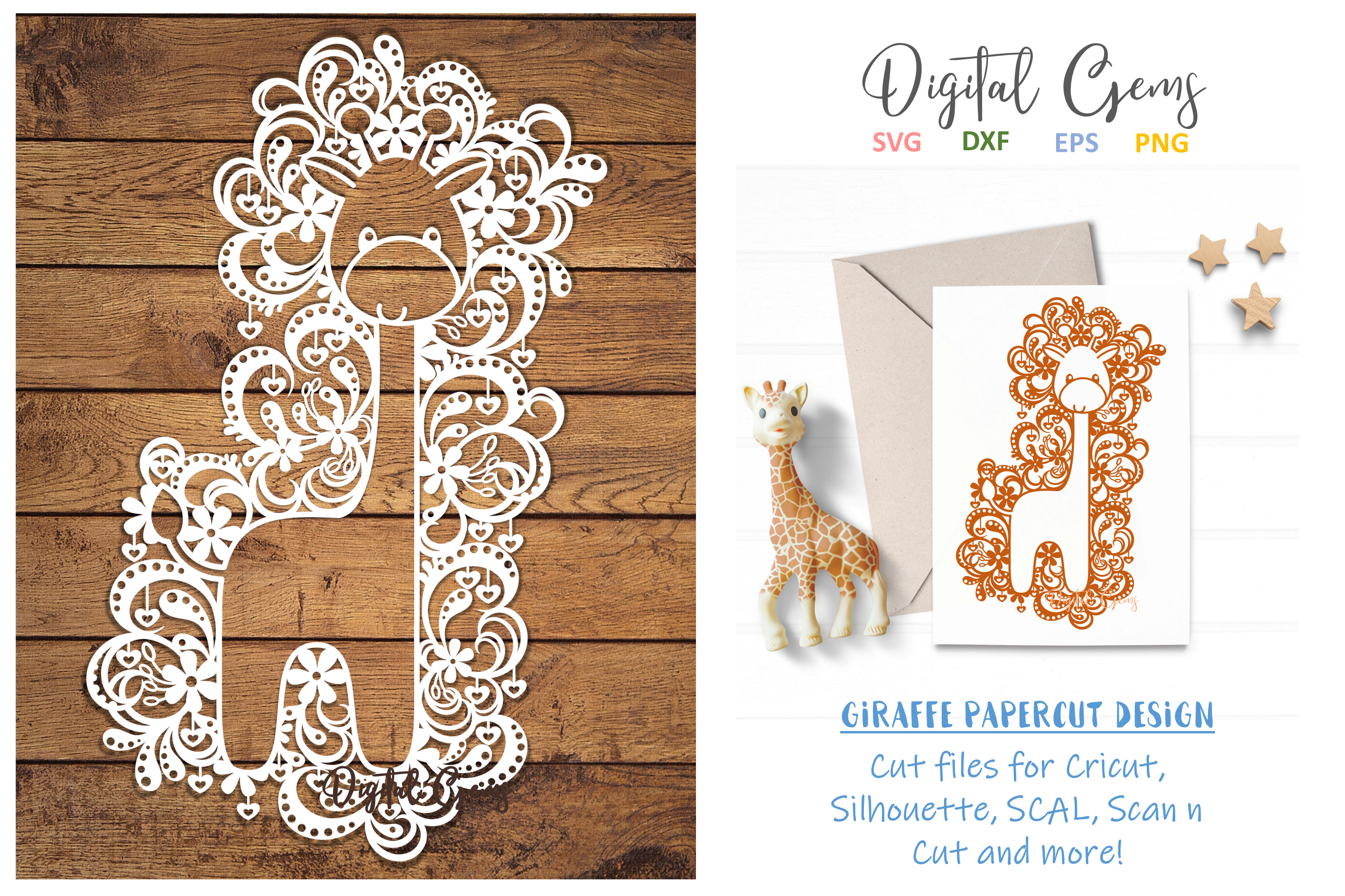 Download Giraffe paper cut design SVG / DXF / EPS files