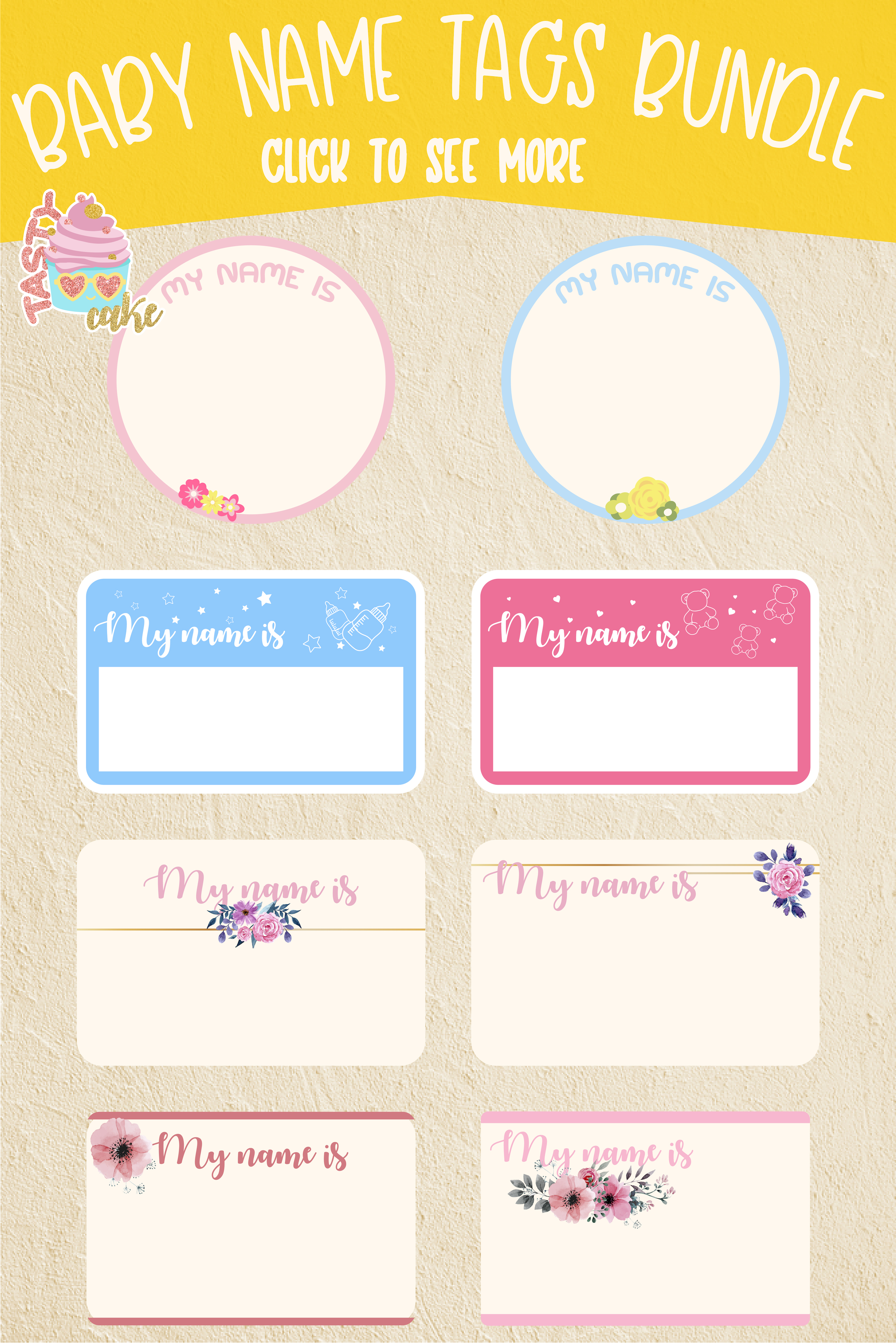 Download Baby Name Tag Bundle SVG - Hello My Name Is SVG - Name Tag