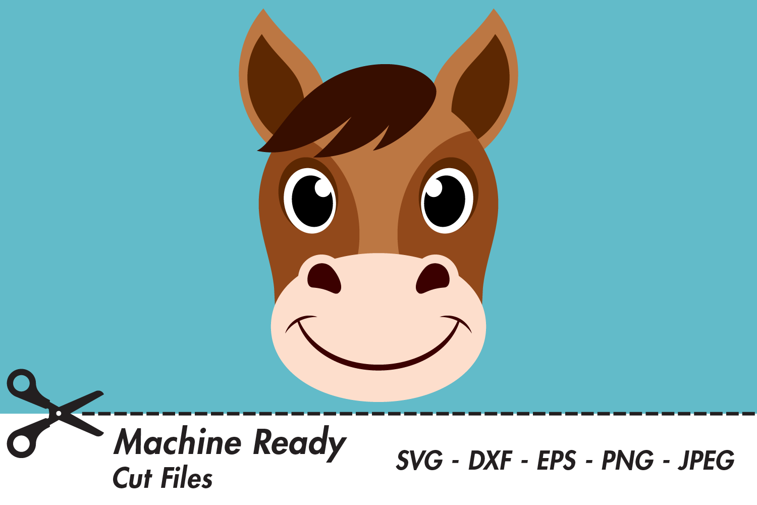 Cute Horse SVG Cut Files, Happy Farm Animal, Horse Face (374007) SVGs