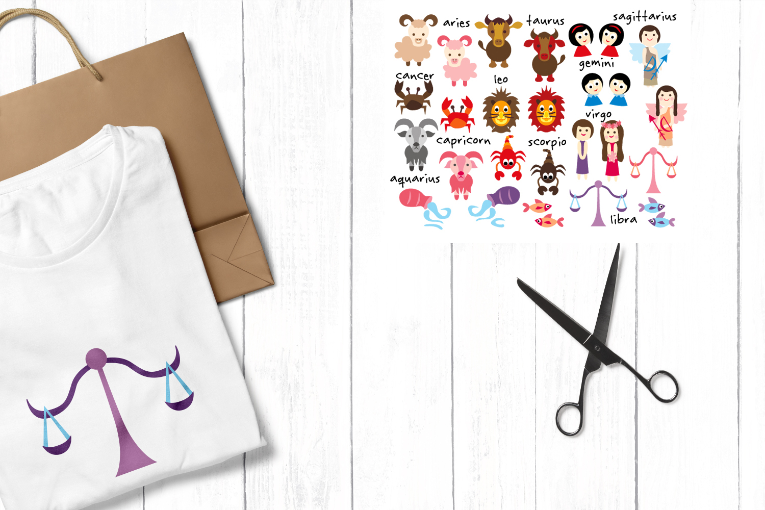 Zodiac horoscope clip art illustrations bundle