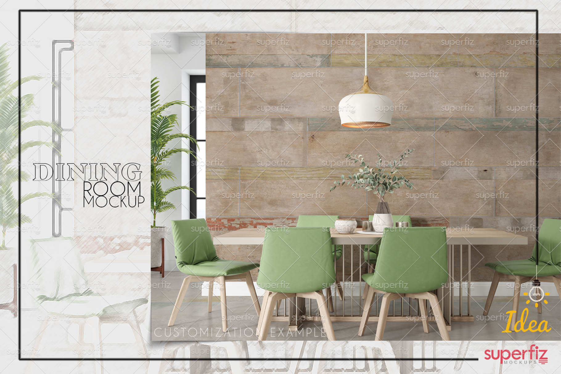 Wall and Floor PSD Mockup Dining room SM88