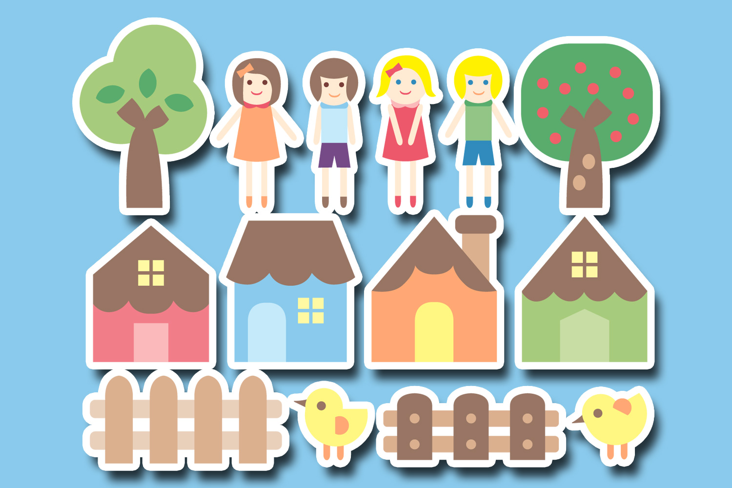 House and kids clip art graphics