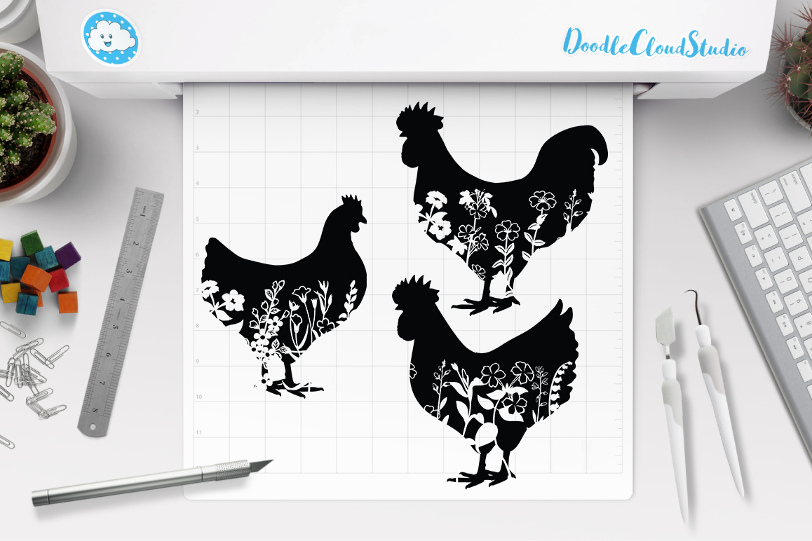 Download Floral Chicken SVG, Floral Rooster Svg, Floral Hen Svg,