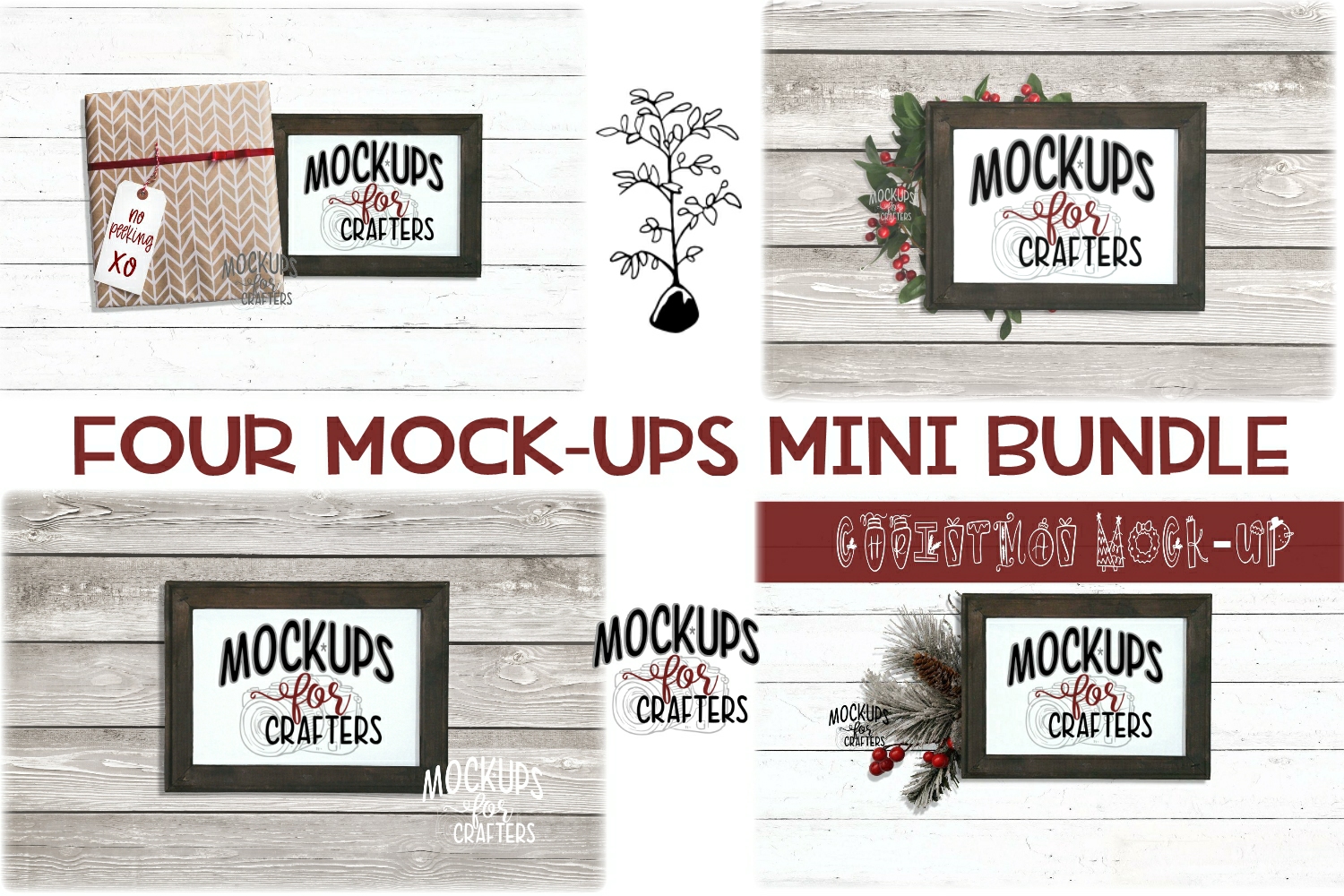 Download REVERSE CANVAS Mini Mock-Up Bundle, Christmas Theme