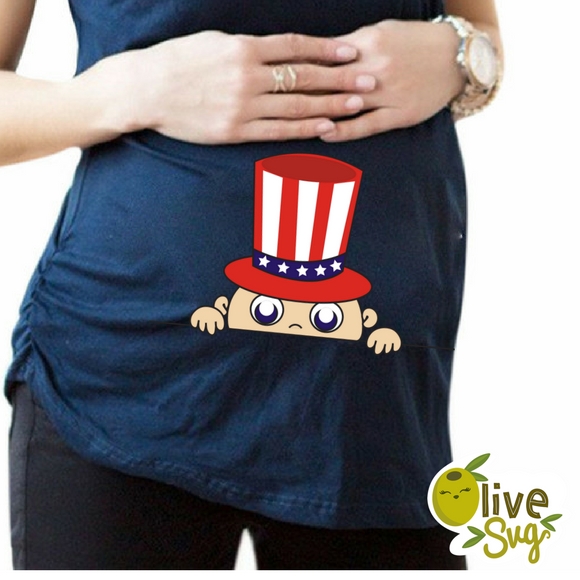 4th of July Peeking Baby SVG, baby svg, maternity svg ...