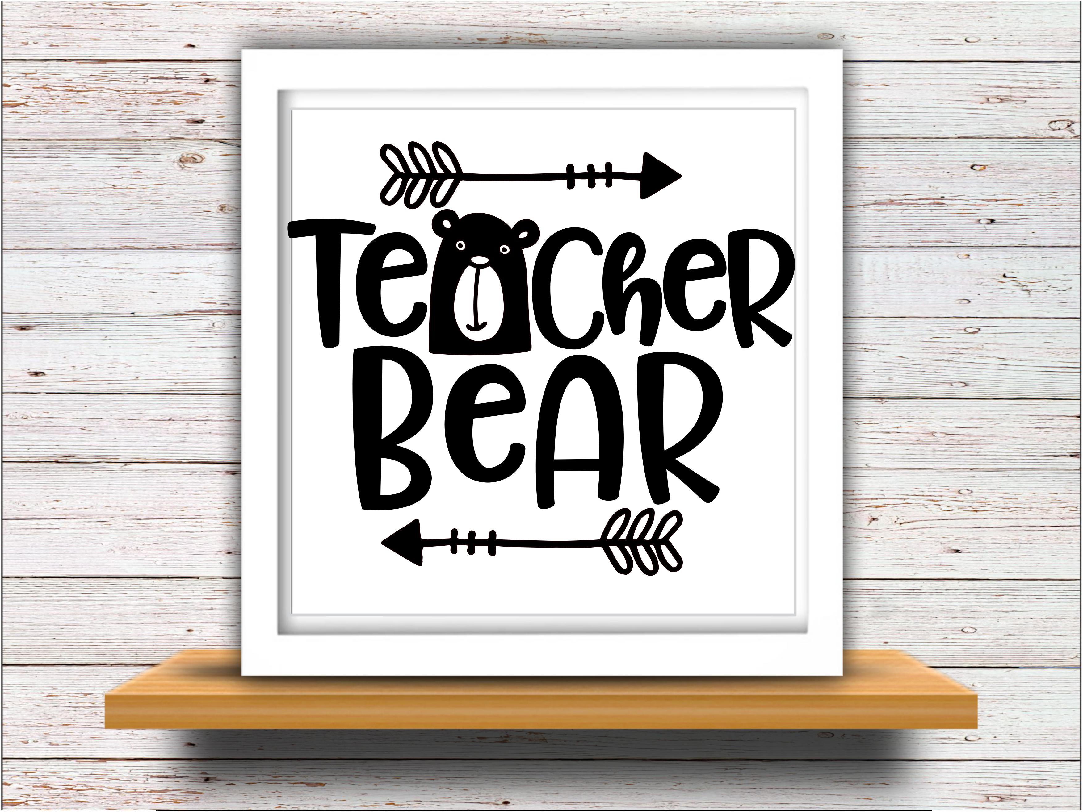 Download Teacher svg SVG DXF JPEG Silhouette Cameo Cricut Teacher bear svg iron on elementary teacher svg ...