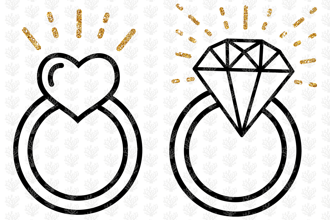 Diamond & Heart Engagement Rings - Svg File