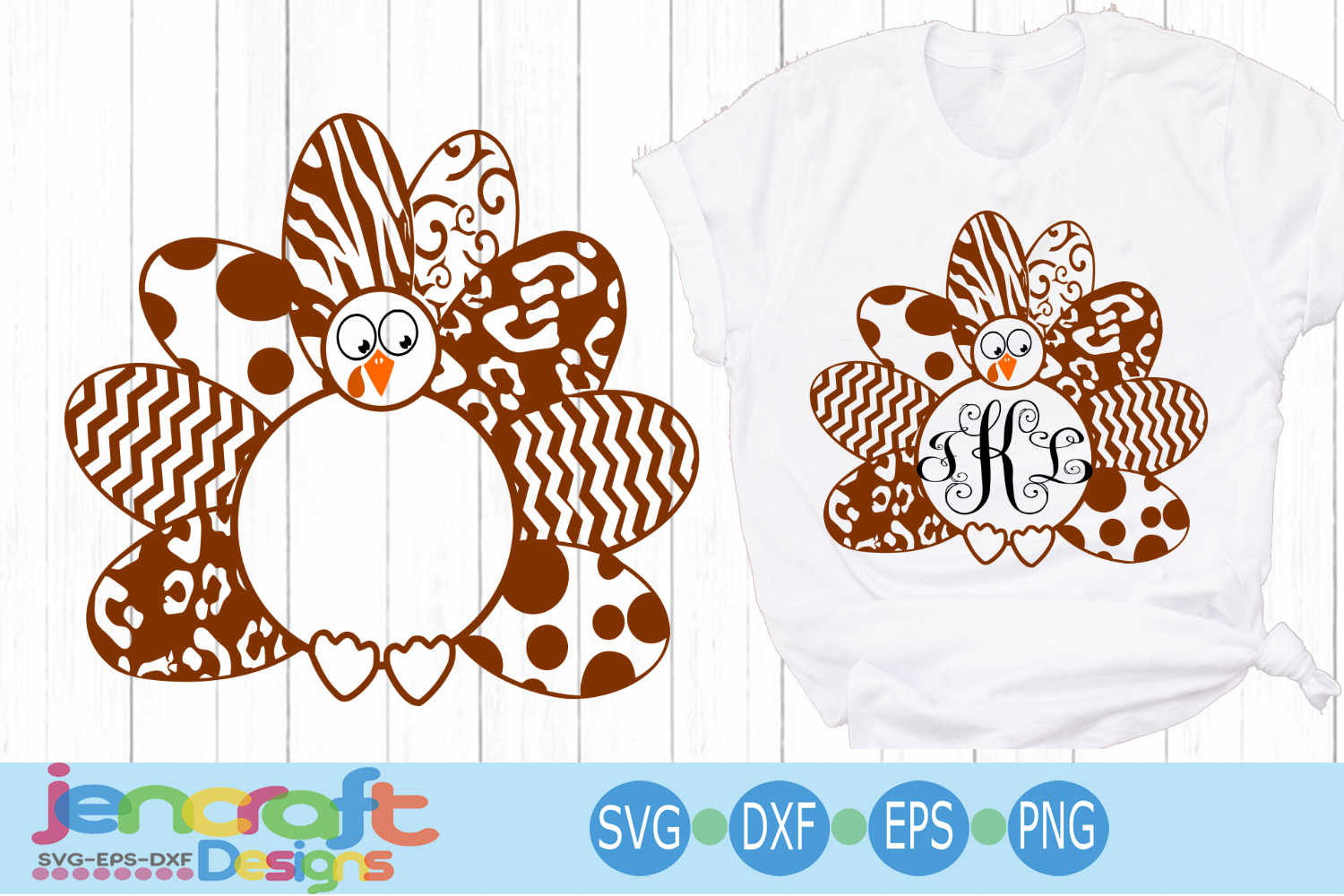 Download Turkey SVG, Patterned Turkey Monogram Frame Thanksgiving ...