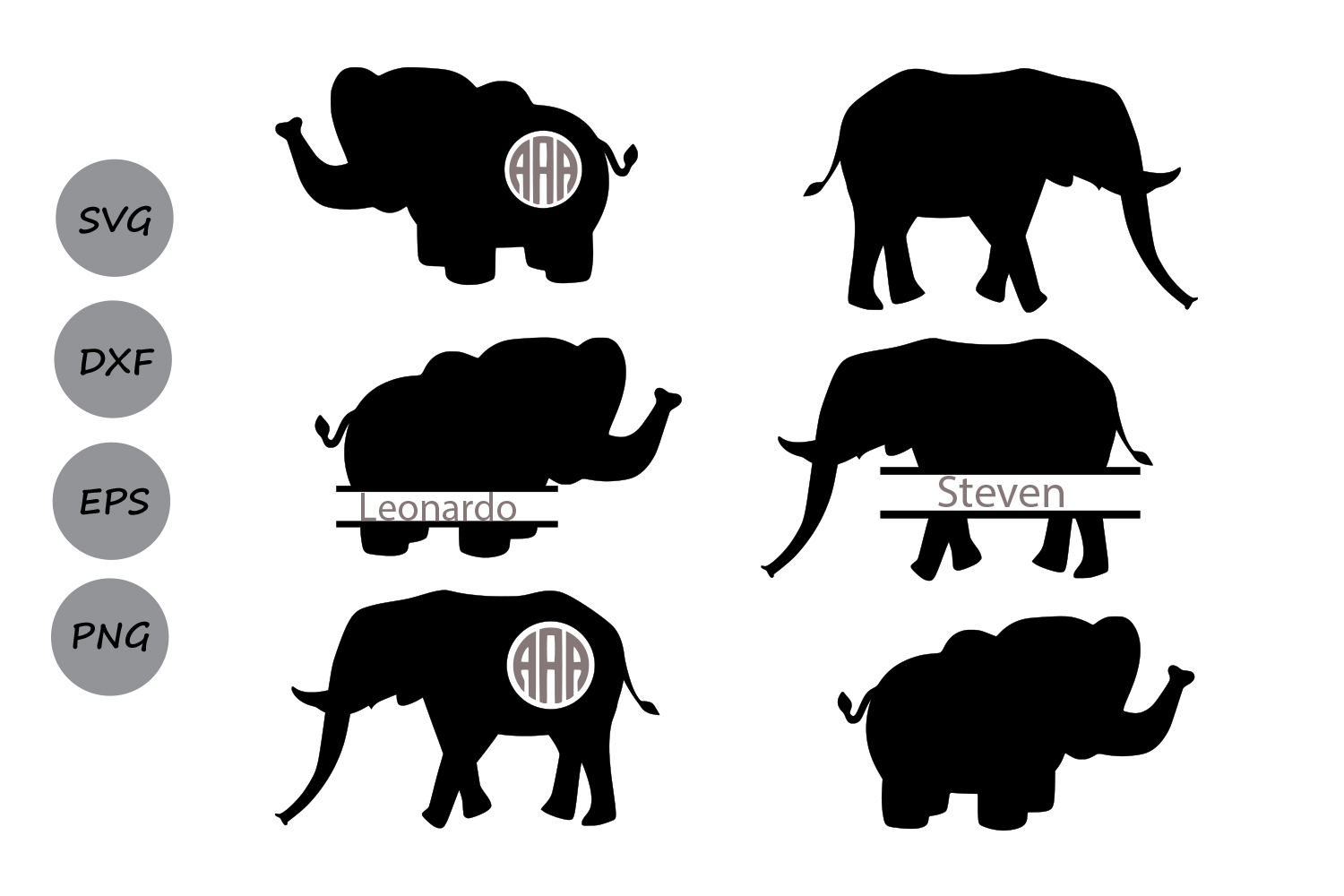 Elephant Svg Monogram, Elephant Svg File, Elephant Svg, Elephant Cut