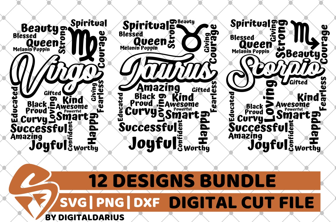 Download 12x Zodiac Sign Bundle svg, Black Girl svg, Melanin poppin ...