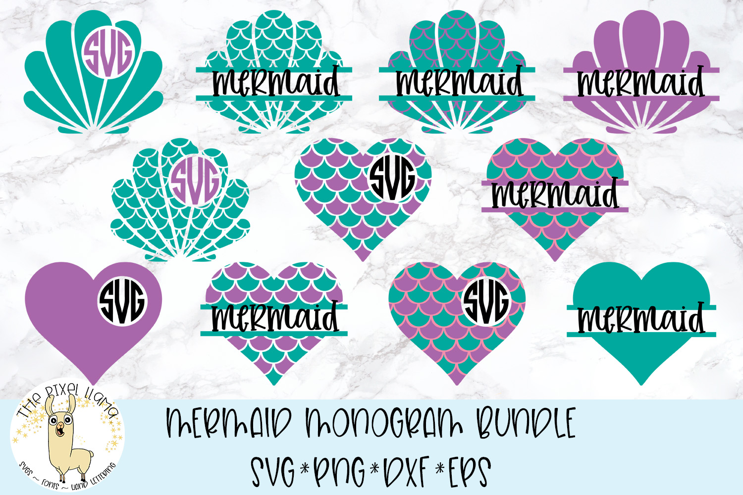 Download Mermaid Monograms SVG Cut File