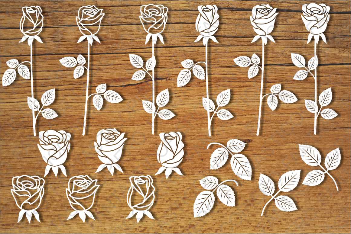 Roses, Rosebuds SVG files for Silhouette and Cricut. (215628) | Cut