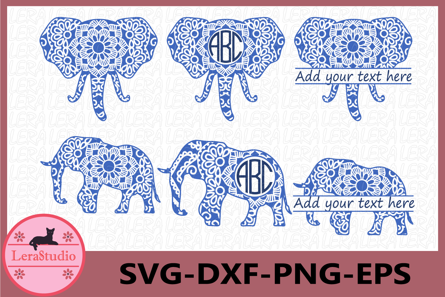 Elephant SVG File, Elephant Monogram Svg, Mandala