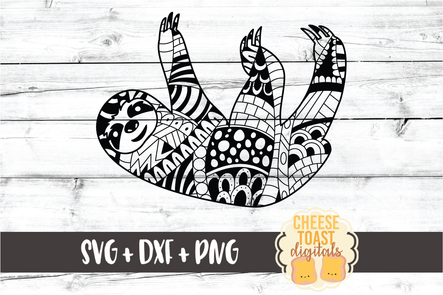 Sloth - Zen Doodle Mandala Design - SVG PNG DXF Cut Files