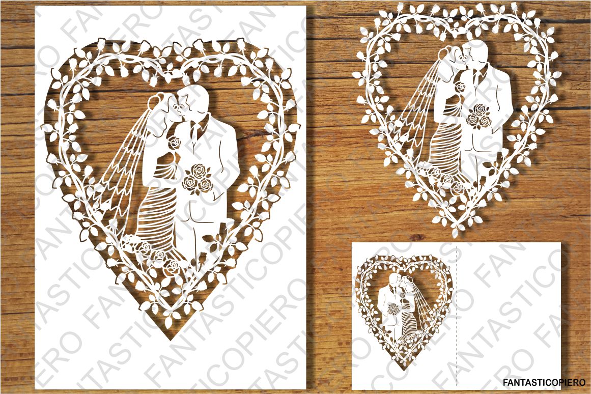 Download Wedding card SVG files for Silhouette Cameo and Cricut.