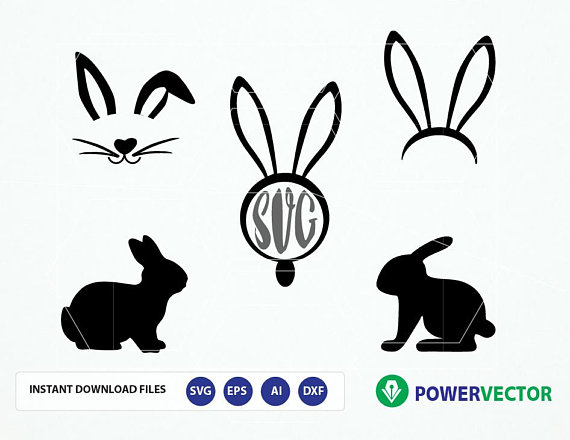Bunny svg files. Easter bunny clipart. Bunny monogram ...