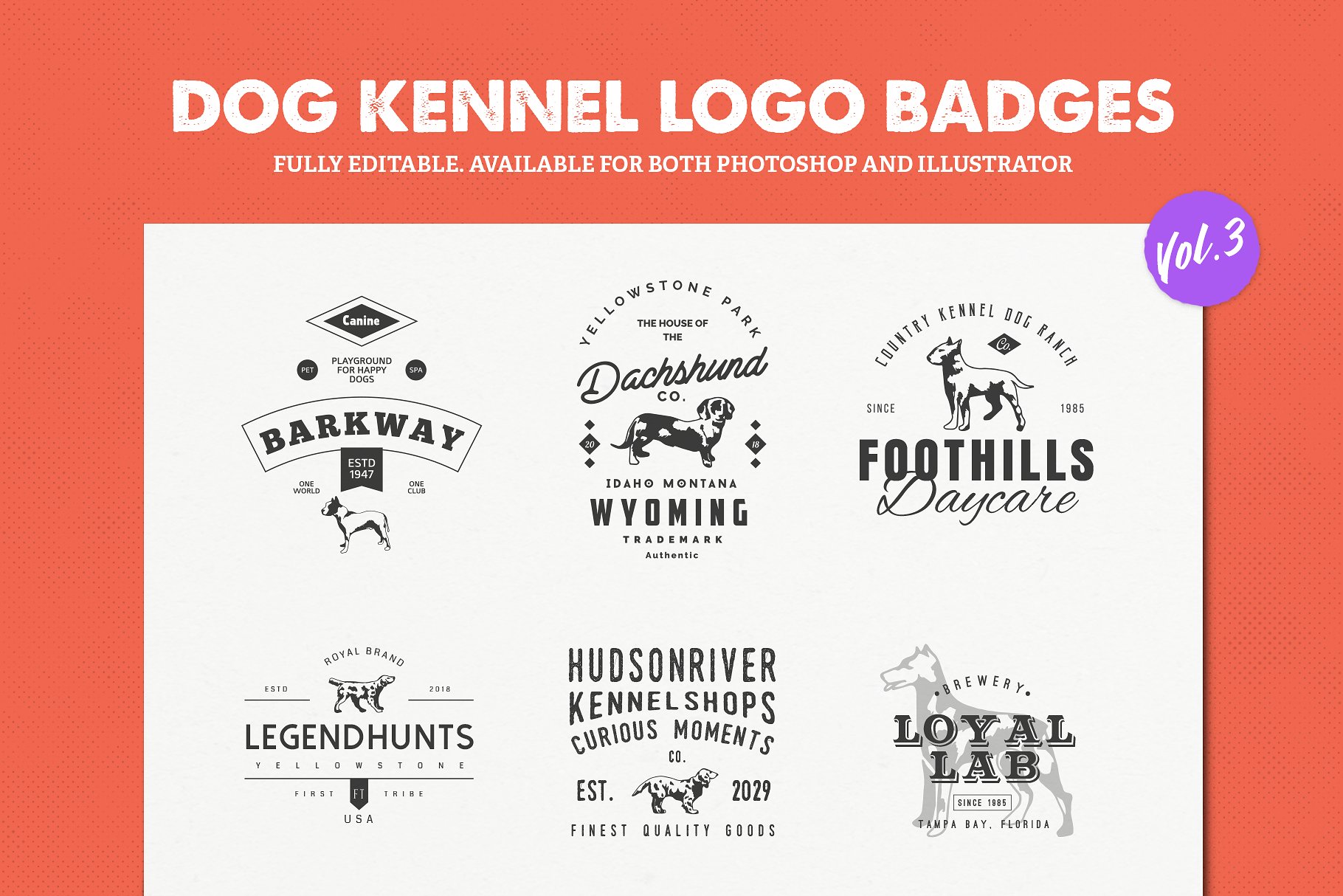 Dog Kennel Logo Badges Vol.3