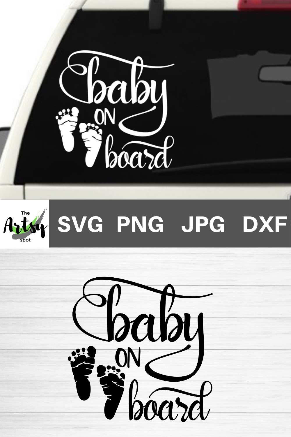 Download Baby on board baby footprints svg cut file, car window decal
